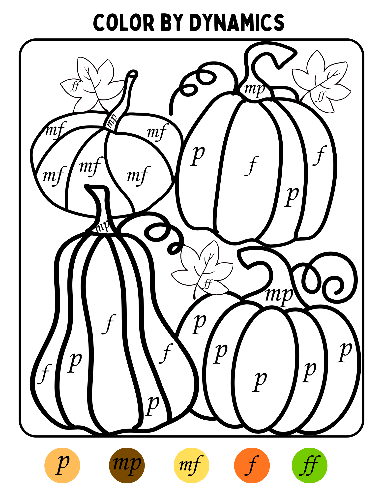 Color by dynamics fall pumpkin printable